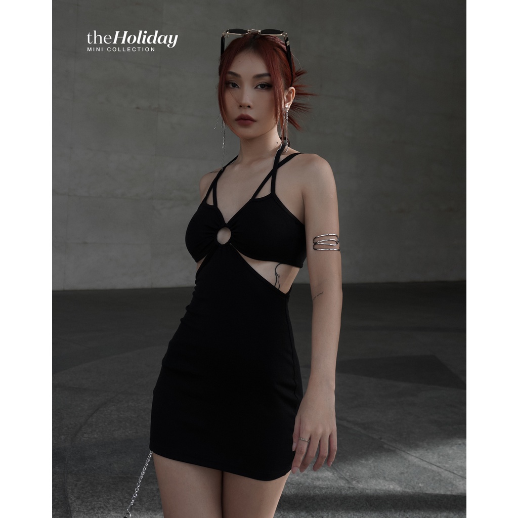EVOL - Đầm Mini 4 dây khuyên tròn - Halter Mini Dress