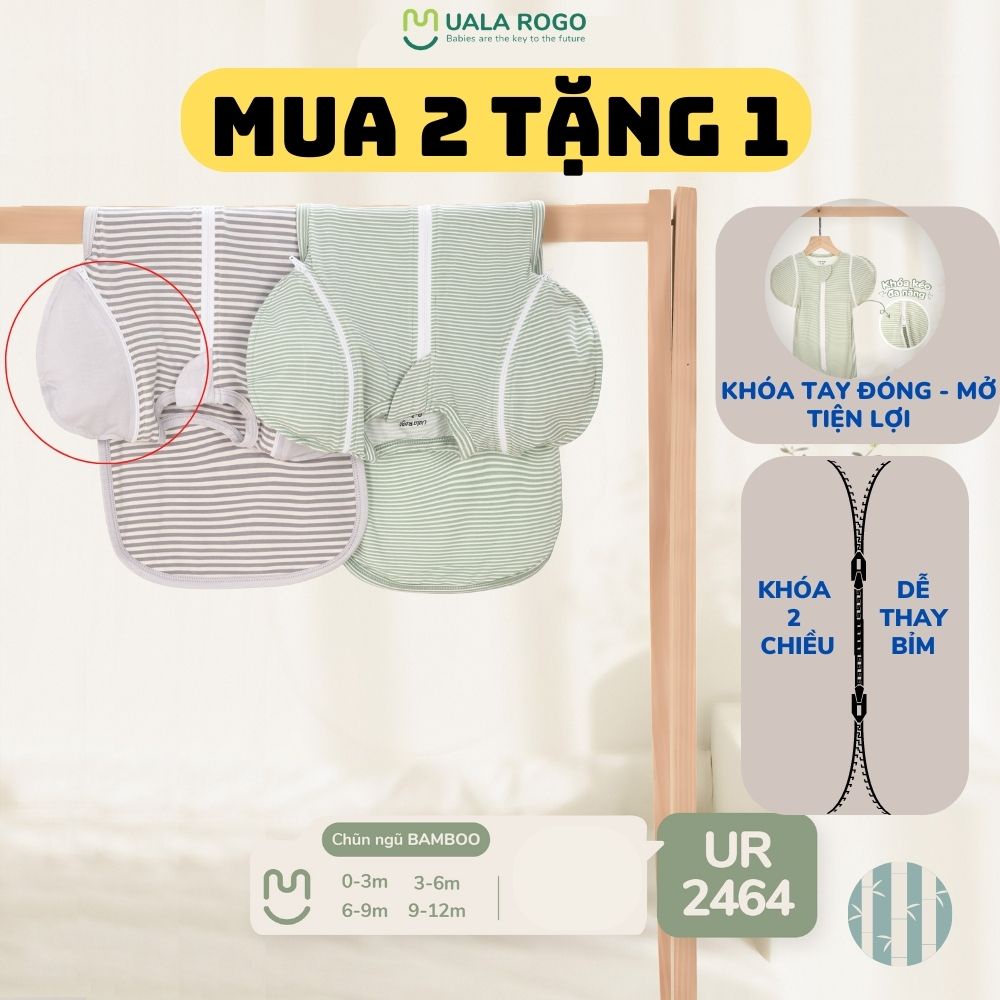 Nhộng chũn chống giật mình Ualarogo 2 khóa tay đóng mở tiện lợi dễ thay bỉm bé sơ sinh 0-12M vải sợi tre co giãn 2464