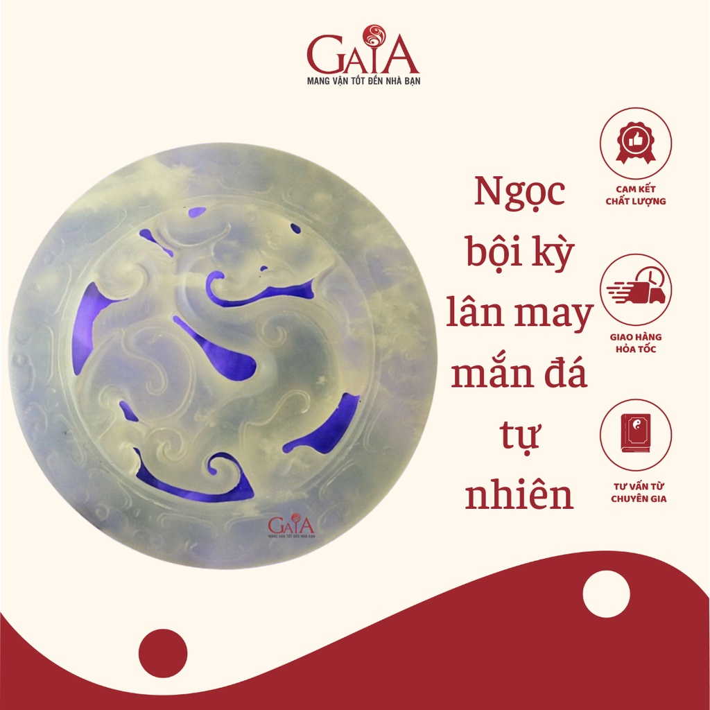 Ngọc bội kỳ lân may mắn đá tự nhiên MAT20