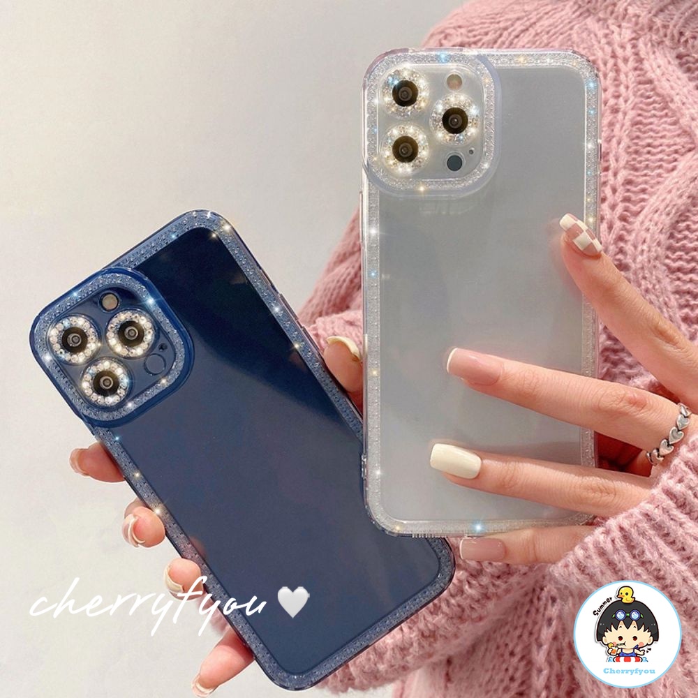 Ốp Điện Thoại TPU Mềm Trong Suốt Đính Kim Cương Sang Trọng Cho IPhone 13 12 11 14 Pro Max XS XR 8 7 Plus