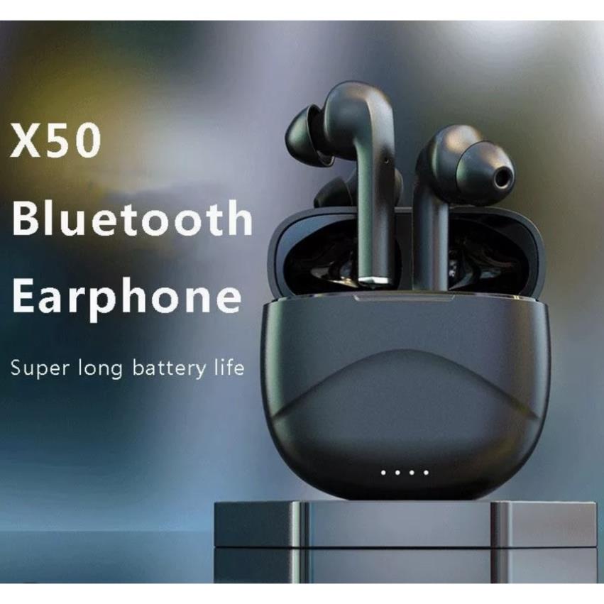 Tai nghe Blutooth không dây TWS đôi tên phiên bản cao cấp X50, pin trâu - Tai nghe cao su - cảm ứng thông minh