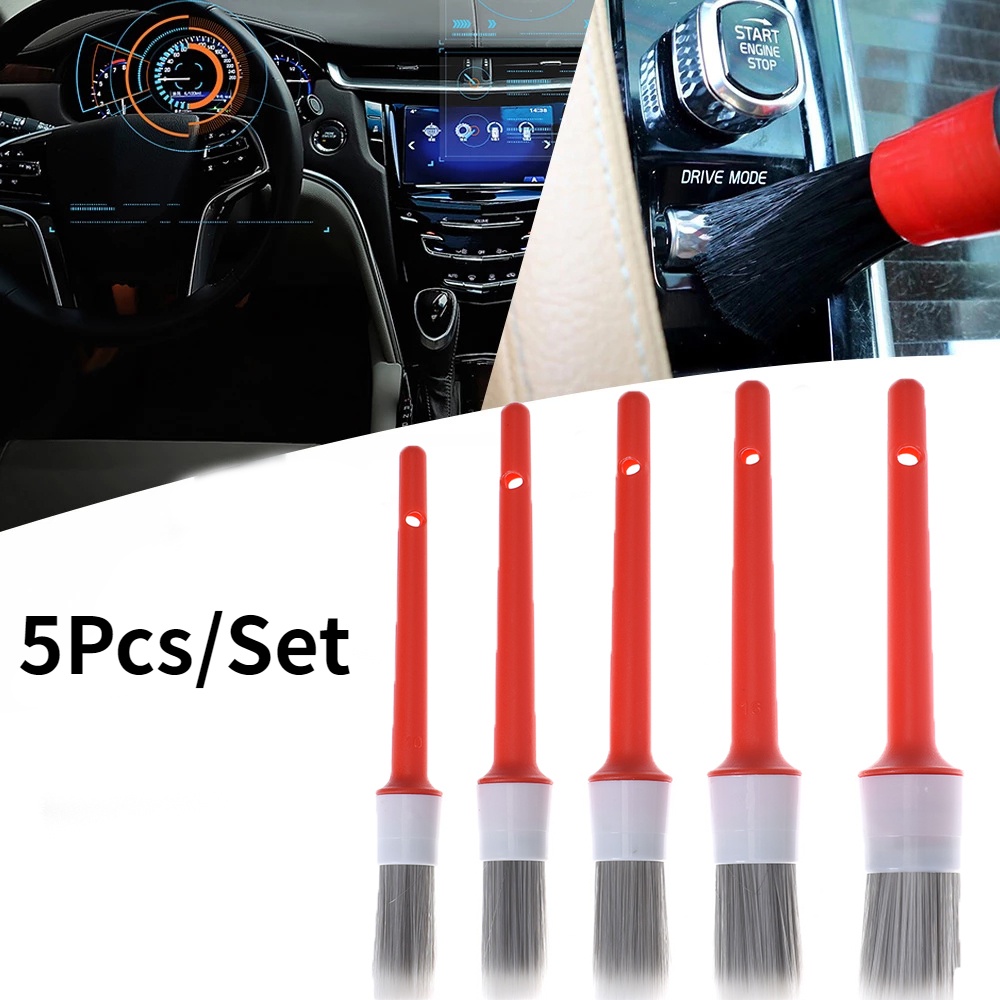 Set 5 Cọ Vệ Sinh Xe Hơi Tay Cầm Dài Bằng Dây Cứng