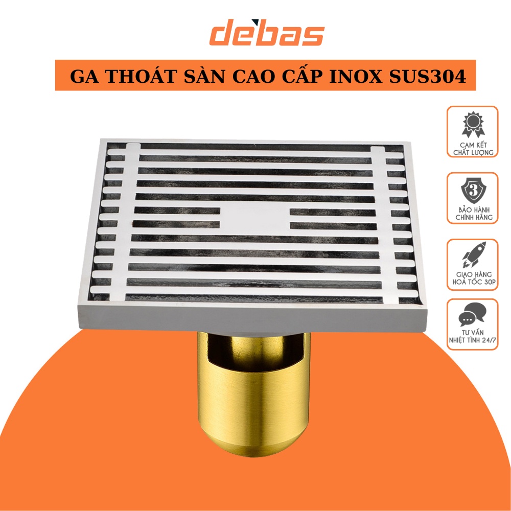 Ga thoát sàn ngăn mùi inox 304 cao cấp thông minh phễu thoát sàn Debas GA 05 Phi 76