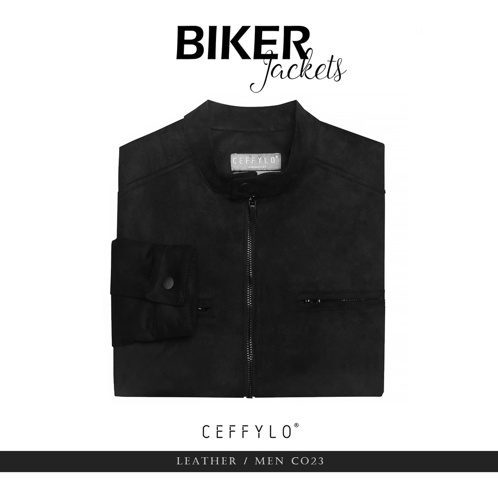 Áo Khoác Biker Da Lộn Phối Màu Đen CF , Chất Liệu Da lộn , Trẻ Trung , Mềm Mịn – CEFFYLO
