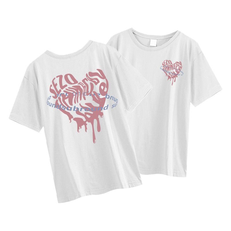 ihkke Áo Thun Đen Tay Ngắn In Chữ Lãng Mạn Phong Cách Hàn Quốc Thời Trang Cho Nữ