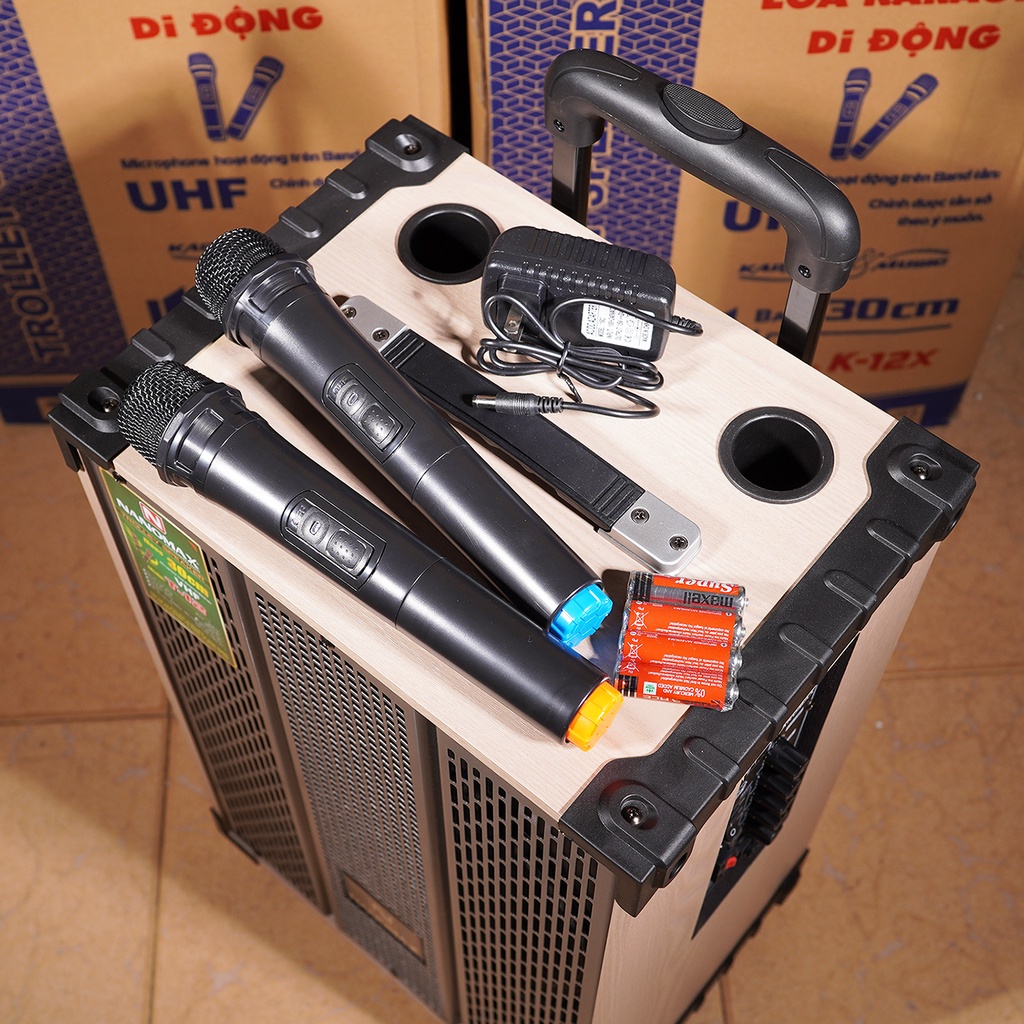 Loa Kéo Karaoke Công Suất Lớn 260W Nanomax T12 Bass 3 Tấc 30cm Màu Xám Có Đọc USB Thẻ Nhớ| Loa Kéo Giá Rẻ Mini