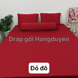 Bộ Drap/ga/ra thun trơn đỏ đô KO Mền/Chăn 1m6/1m8 (chân nệm dưới 15cm). drap gối codipa