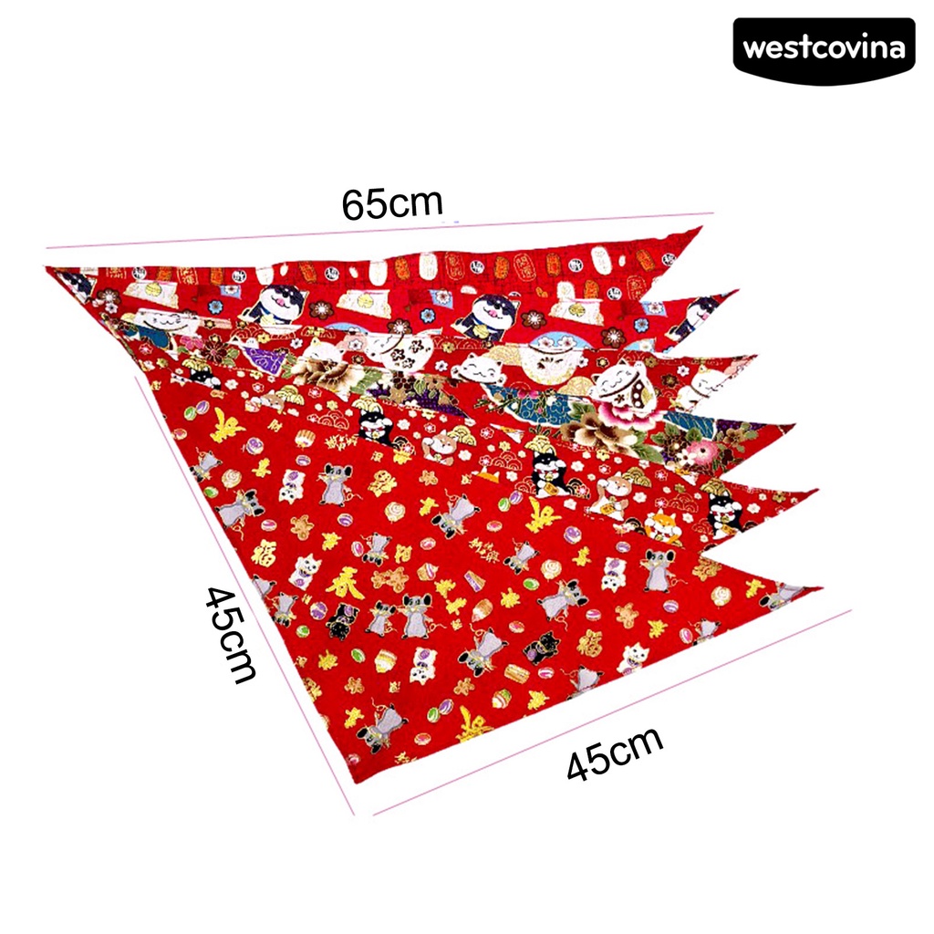 [COD]♘Yếm Đeo Cổ Hình Tam Giác In Họa Tiết Mừng Năm Mới Có Thể Điều Chỉnh Cho Thú Cưng