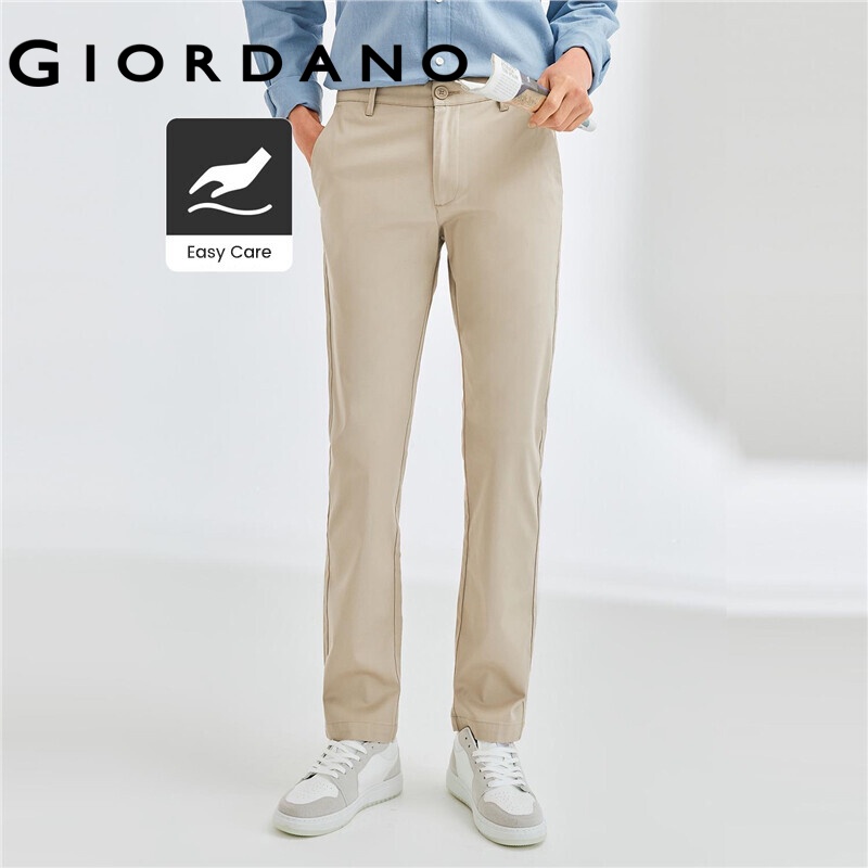 Quần dài GIORDANO 01112066 cạp vừa mỏng nhẹ màu trơn thời trang mùa hè cao cấp cho nam