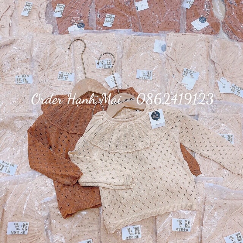 Áo len cổ điệu tiểu thư cho bé gái