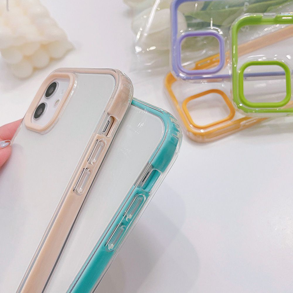 Ốp Điện Thoại TPU Mềm Bo Viền 3 Trong 1 Màu Macaron Chống Vỡ Cho IPhone 14 13 12 11 Pro Max X Xs XR 8 7 Plus