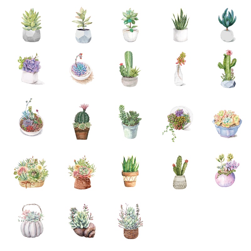 Bộ 46 Miếng Dán Trang Trí Sổ Tay Hình Cây Cối Dễ Thương