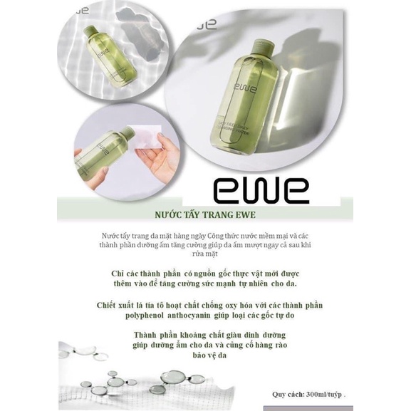 Nước tẩy trang ewe Hàn Quốc 300ml