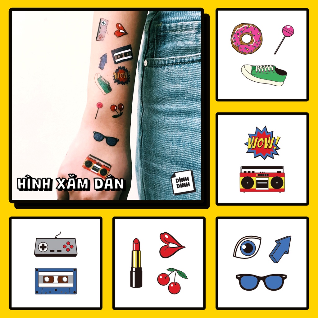 Set 5 Hình Xăm Dán Tạm Thời Chống Nước Dính Dính