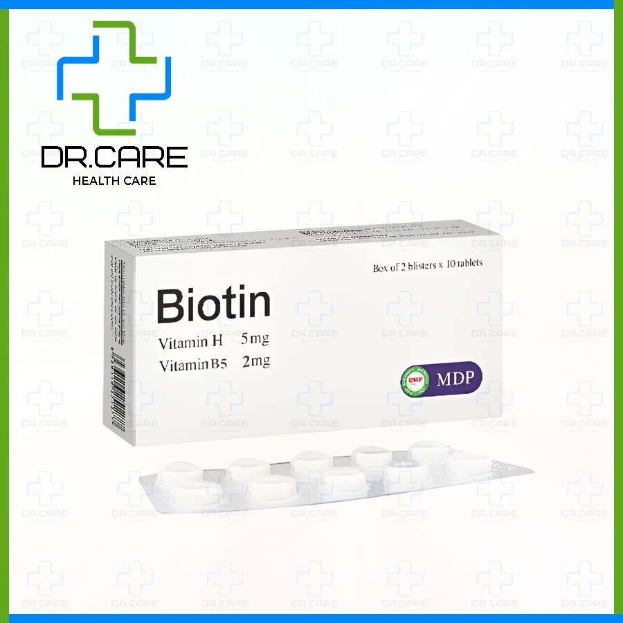 [CHÍNH HÃNG] Viên uống Biotin (Vitamin H, B5) da mịn màng, bảo vệ &amp; giảm rụng tóc, móng chắc khoẻ [Mediphar USA, MDP]