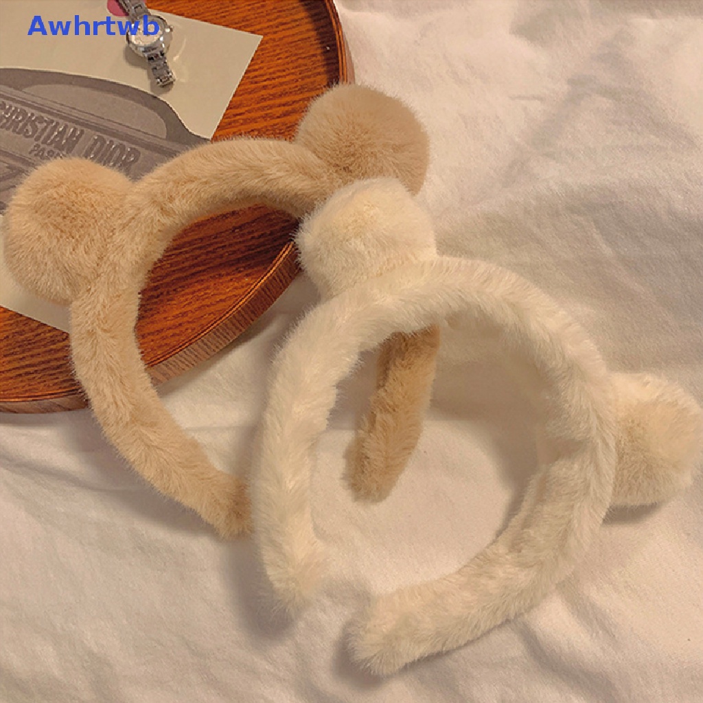 Băng Đô Cài Tóc Hình Tai Gấu Bằng Lông Nhung Dễ Thương Xinh Xắn Mới