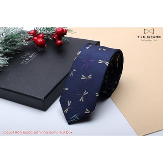 Cavat nam Hàn Quốc cao cấp bản nhỏ (6cm) họa tiết chuồn chuồn - Tặng kèm hộp Full box
