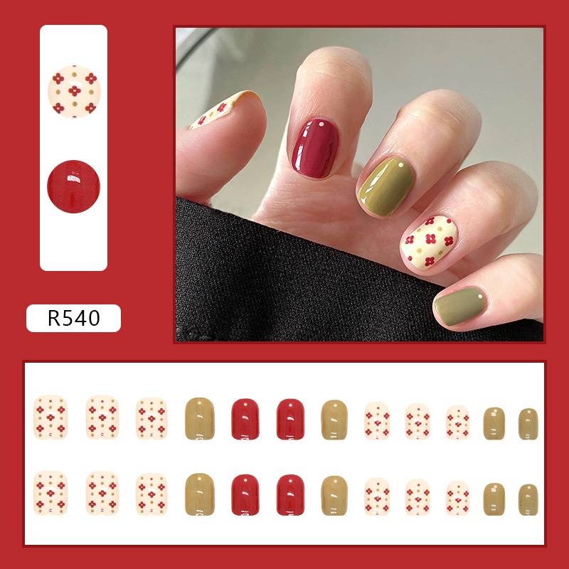 Móng Tay Giả Màu Đỏ Phong Cách Năm Mới Trung Hoa