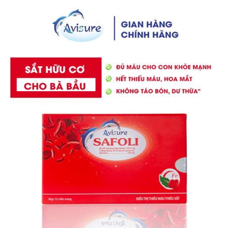 Sắt Safoli. Avisure bổ sung sắt và acid folic cho phụ nữ mang thai người thiếu máu thiếu sắt