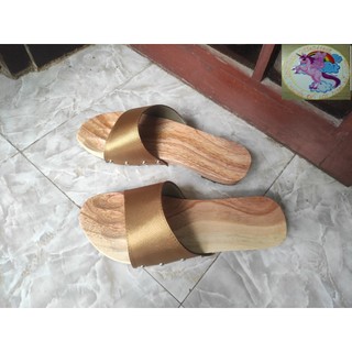 Guốc Gỗ Guốc Mộc Cao 5 Phân Quai Lụa Đủ Màu ( Có đóng thêm đế cao su )