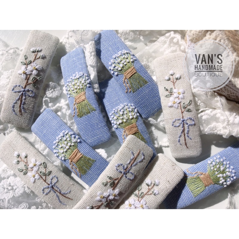 Kẹp tóc 7cm thêu hoa baby Oct23