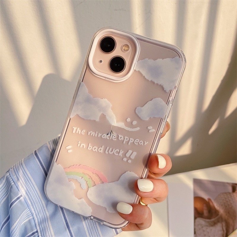 (SIÊU RẺ) Ốp lưng iphone viền trắng rời mây cầu vồng siêu xinh 7plus/8/8plus/x/xr/xs/11/12/13/pro/max/plus/promax