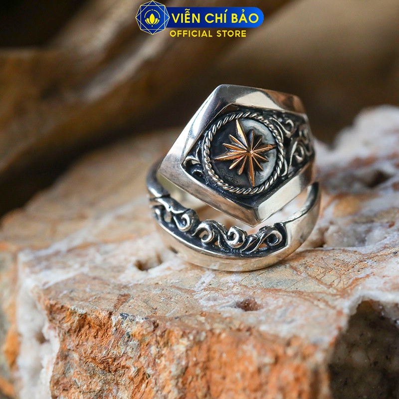 Nhẫn Thần mặt trời Amaterasu chất liệu bạc Thái 925 thời trang phụ kiện trang sức Viễn Chí Bảo N100118