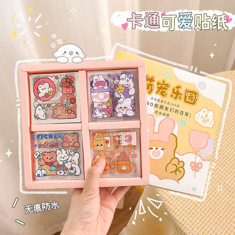 Sticker 100 tấm 1 hộp nhiều màu sắc dùng để trang trí
