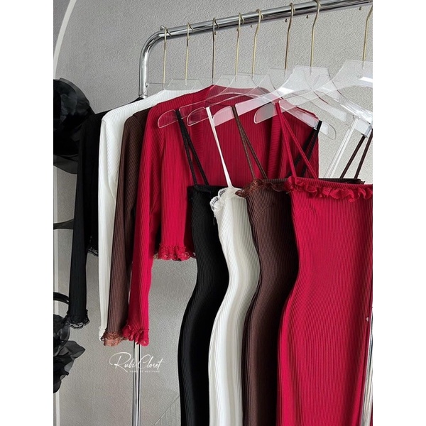 SET VÁY BODY DÁNG DÀI KÈM KHOÁC CADIGAN PHỐI REN