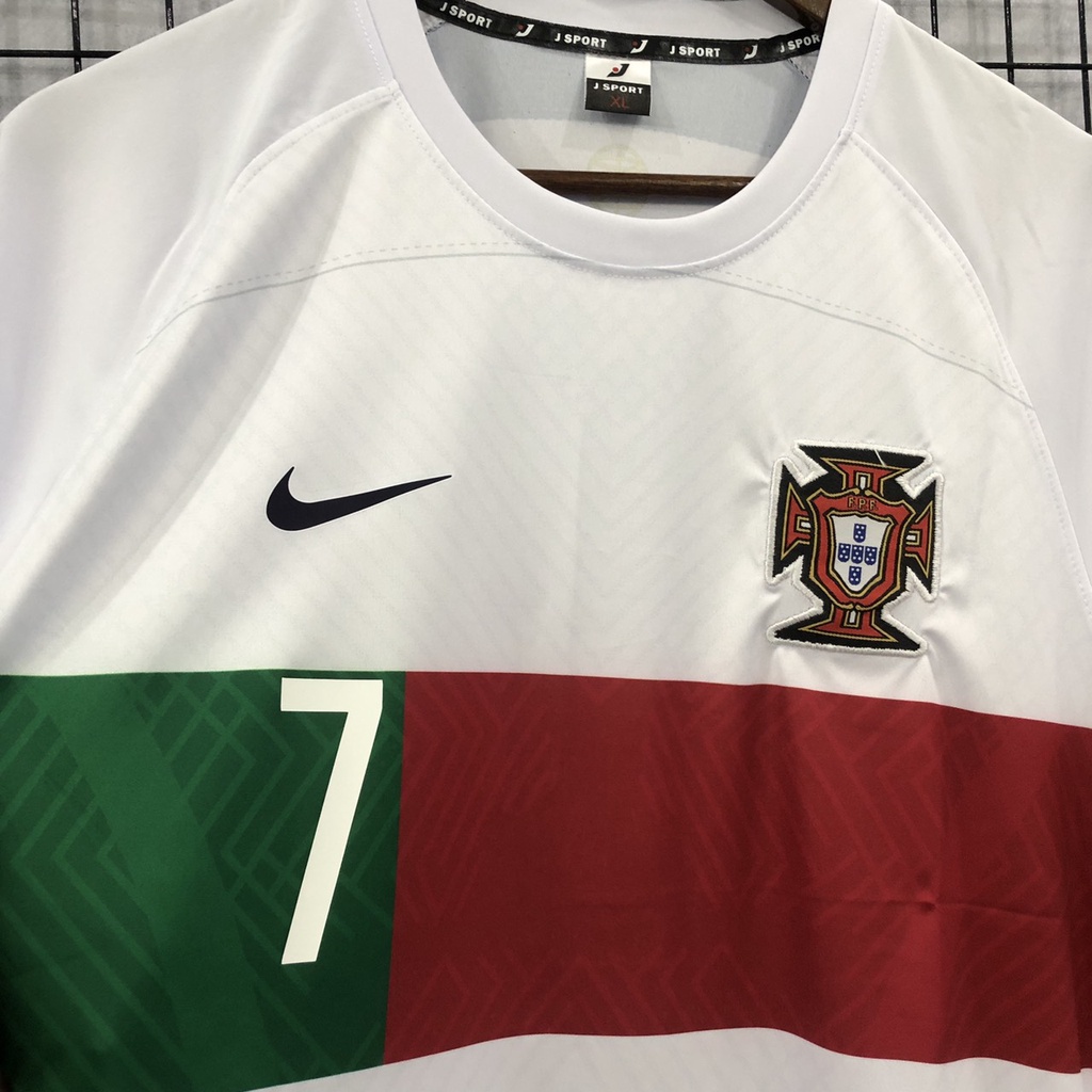Bộ quần áo RONALDO tuyển Bồ Đào Nha trắng TAY NGẮN có lg WC2022