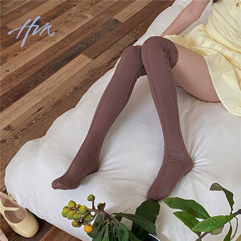 Tất Bắp Chân Không Kẹp Ngón Màu Trơn Đơn Giản Thời Trang Hàn Quốc Dễ Phối Đồ