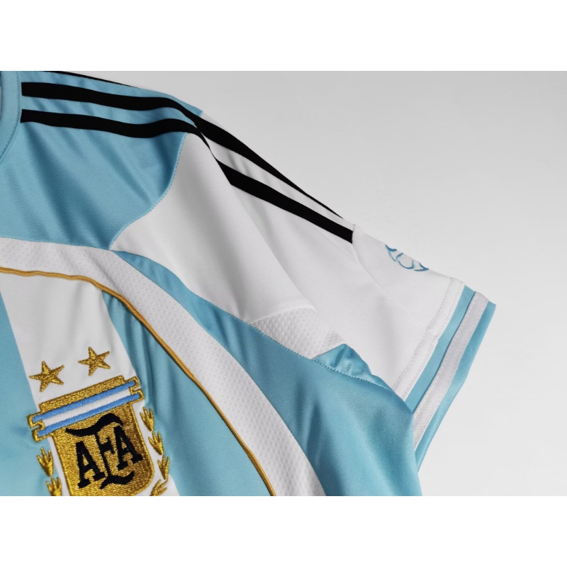 Áo Thun Bóng Đá Ngắn Tay Phong Cách vintage Argentina 2006 / 07