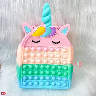 Balo pop it cho bé - kỳ lân hồng cam xanh