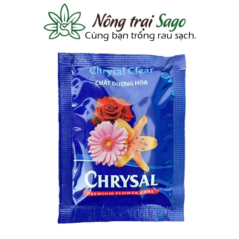 Dưỡng hoa tươi lâu Chrysal (combo 50 gói) nhập khẩu Hà Lan - chất dưỡng hoa lâu tàn, chống thối nước - Nông Trại Sago