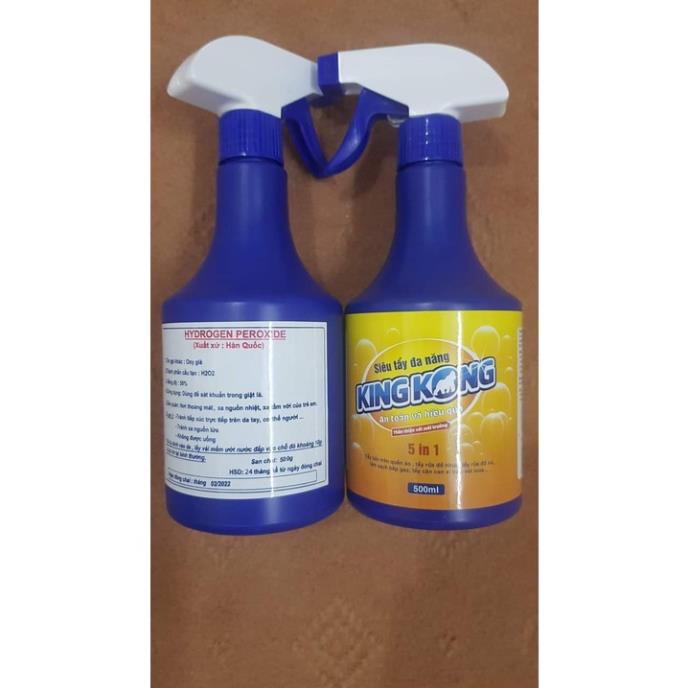 Siêu tẩy đa năng KINGKONG 5in1. có nắp vặn nút kẽm, kèm đầu xịt riêng biệt nước tẩy kingkong