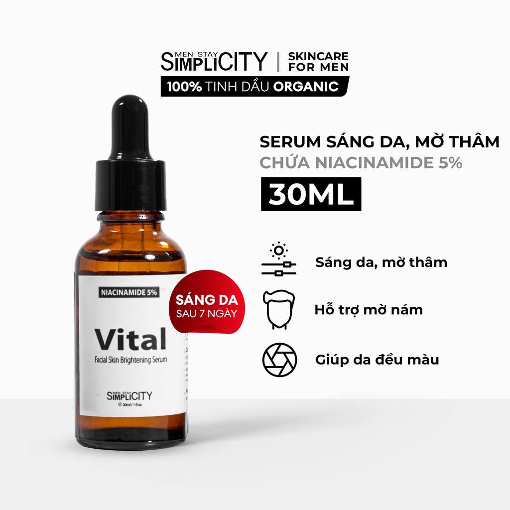 Bộ sản phẩm chăm sóc da nam sáng da, mờ thâm sạm toàn diện Men Stay Simplicity Brightening Trio