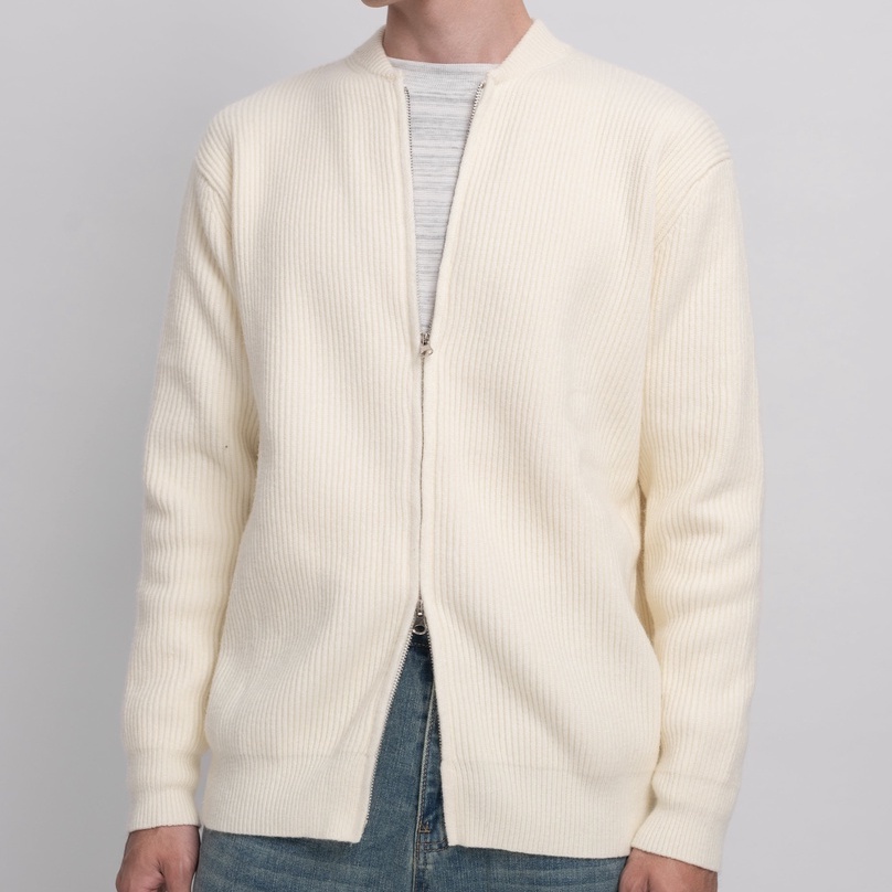 Áo khoác len 2 khóa 4 màu XT Studios M09 Grey Duo-zip Cardigan