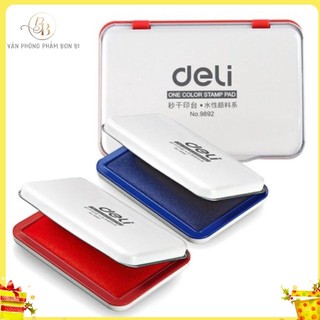 Hộp Dấu Sắt Đỏ Deli 9892, hộp mực dấu, mực lăn tay, dấu điểm chỉ