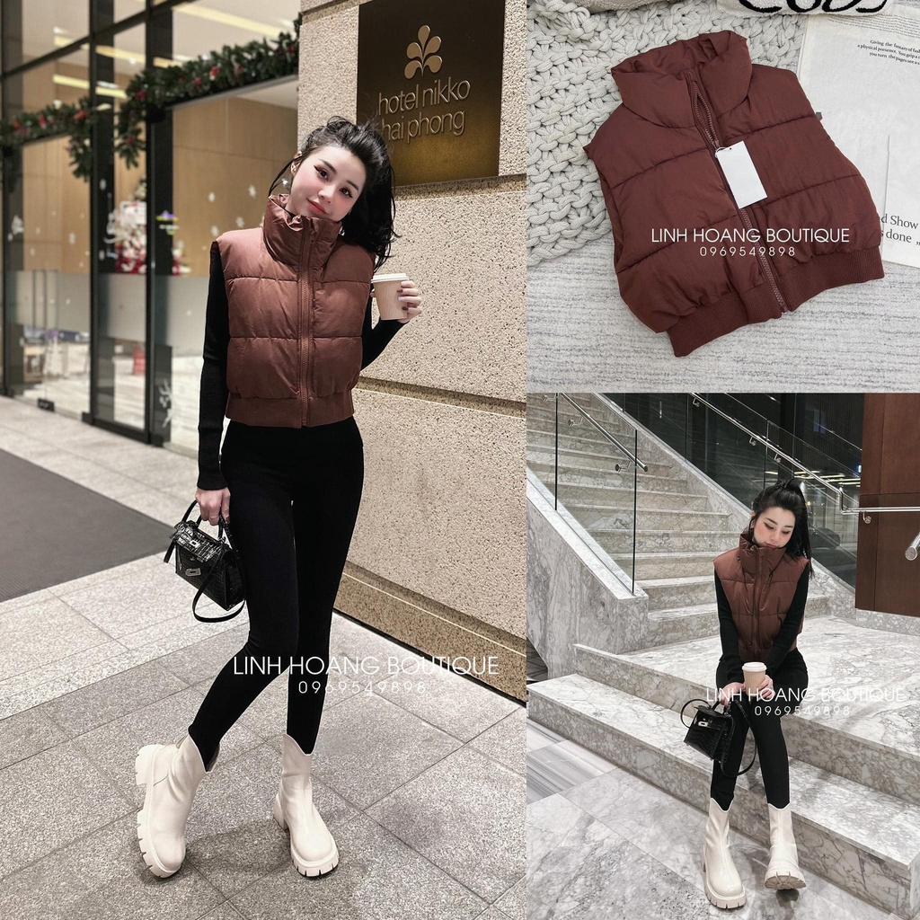 Áo gile phao nữ dáng croptop hàng quảng châu loại 1
