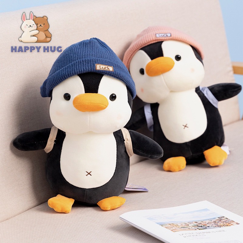 Gấu bông chim cánh cụt, đồ chơi thú nhồi bông bé trai bé gái size 22/35/45cm trang trí quà tặng dễ thương - Happy Hug