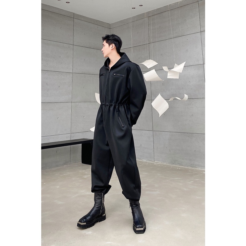 Bộ Áo Khoác + Quần Dài Dáng Rộng Có Khóa Kéo Thời Trang Thu Đông Cho Nam