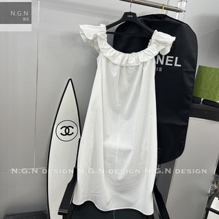 Đầm maxi trễ vai trắng