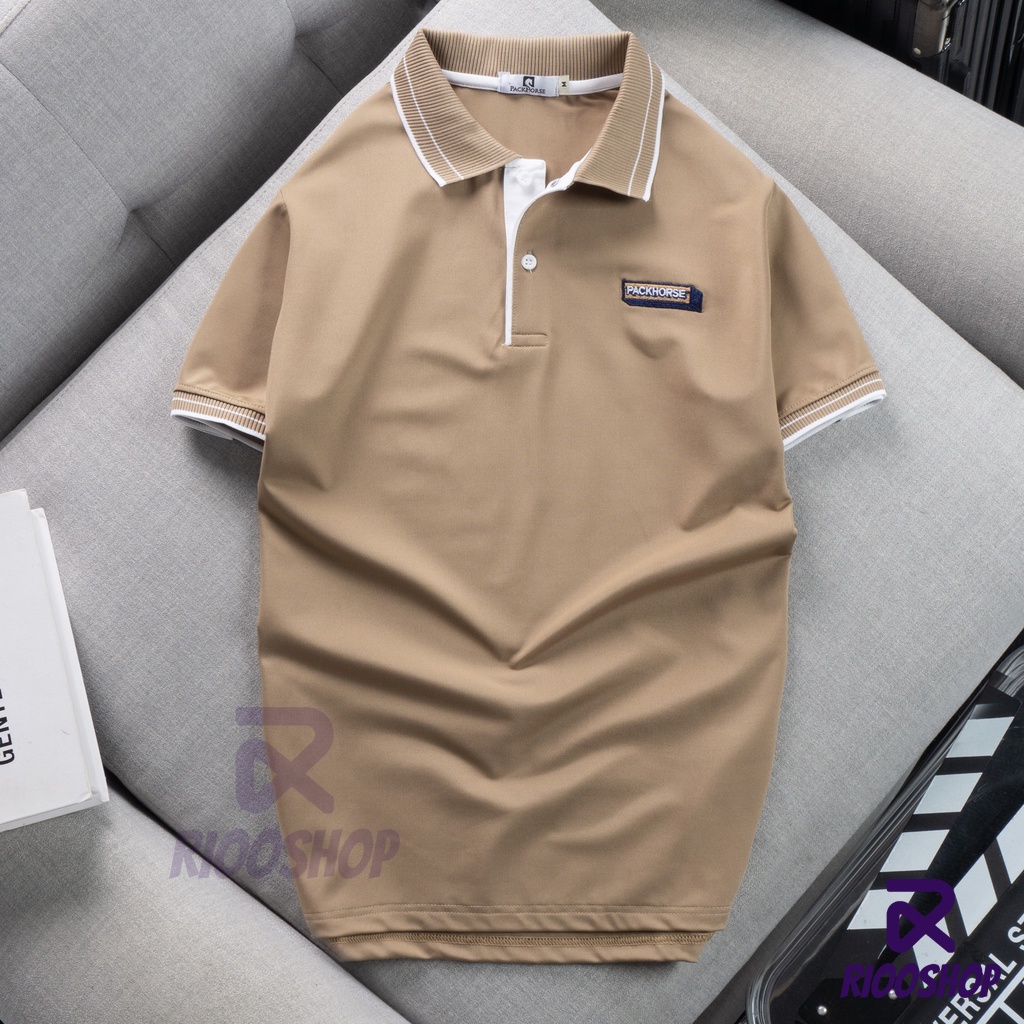 Áo thun nam polo, áo phông nam ngắn tay có cổ vnxk trơn basic cao cấp màu trắng, xanh rêu, nâu, hồng RIOOSHOP RSP079