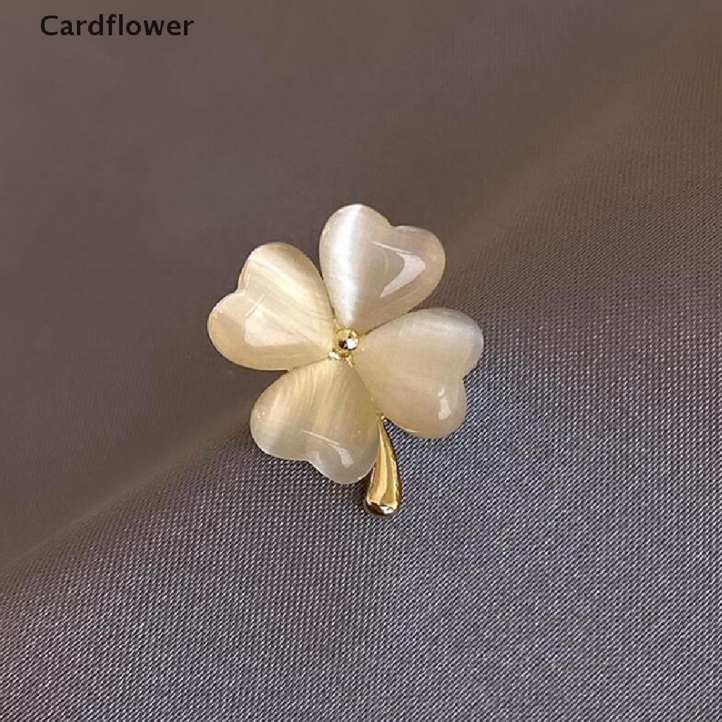 &lt; Cardflower &gt; Trâm Cài Áo Hình Cỏ Bốn Lá May Mắn Phong Cách Hàn Quốc Dành Cho Nữ