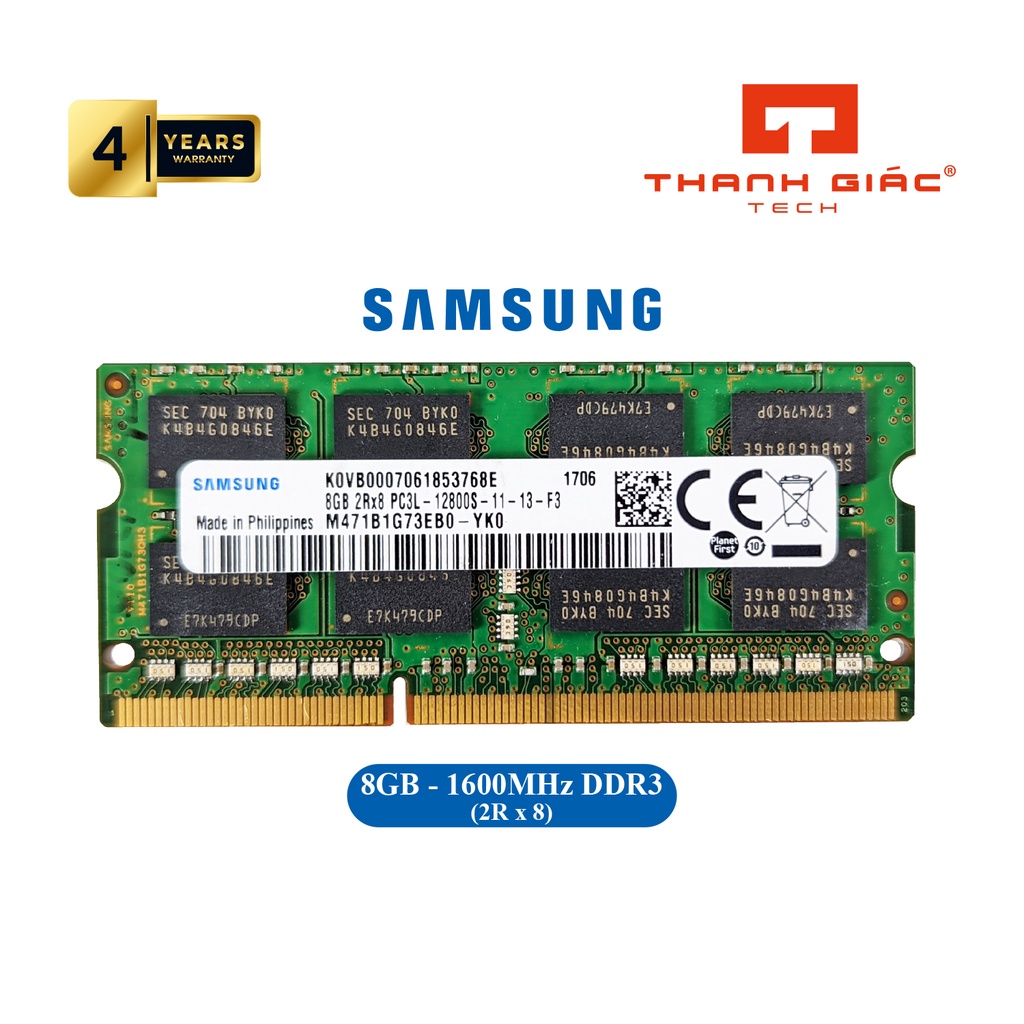 RAM Laptop DDR3L Samsung 4GB/8GB Bus 1600  Hàng Nhập Khẩu - Bảo Hành 3 Năm