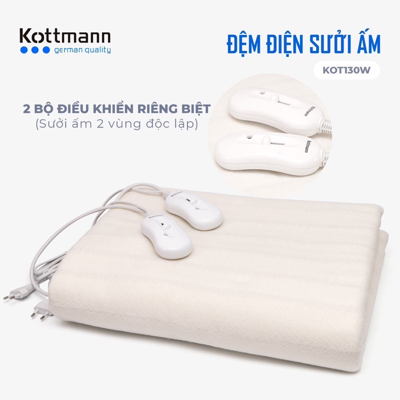Chăn đệm điện sưởi ấm Kottman chính hãng chất lượng Đức 3 mức nhiệt - Electric Blanket