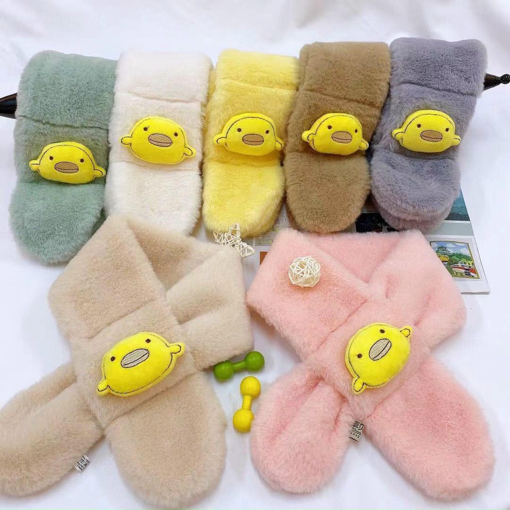 Khăn quàng cổ lông 3D họa tiết dễ thương, khăn mềm mịn, giữ ấm cho bé