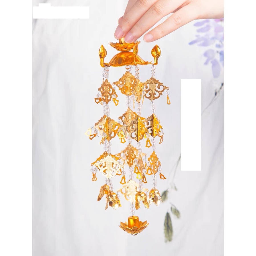 Đồ thờ cúng cặp anh lạc đồng có đế trưng bàn thờ phật văn phòng phầm Nhơn Phát