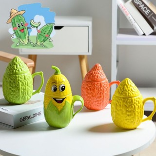 Cốc uống nước bằng sứ có nắp phong cách nhật bản dễ thương