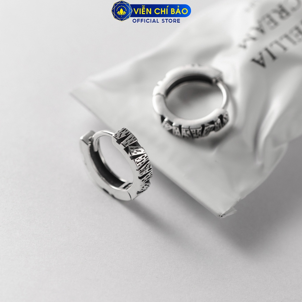 Bông tai zig zac khóa tròn bạc Thái 925 thời trang phụ kiện trang sức Viễn Chí Bảo B000619